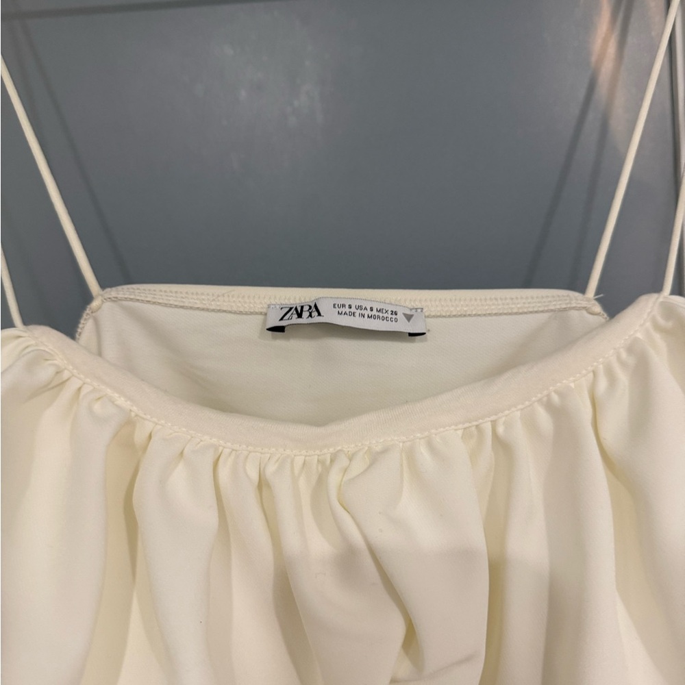 Zara Cream Ruffled Spaghetti Strap Top - Picture 2 of 3